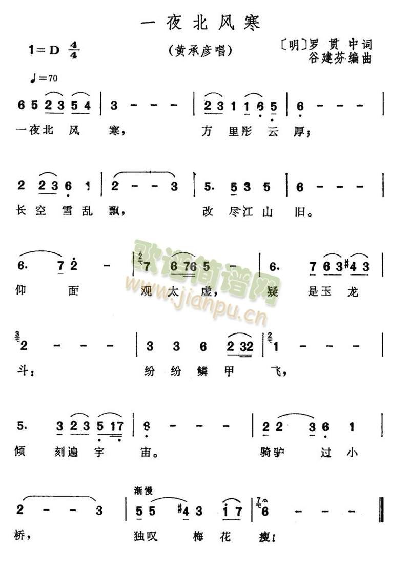 一夜北风寒(笛萧谱)1