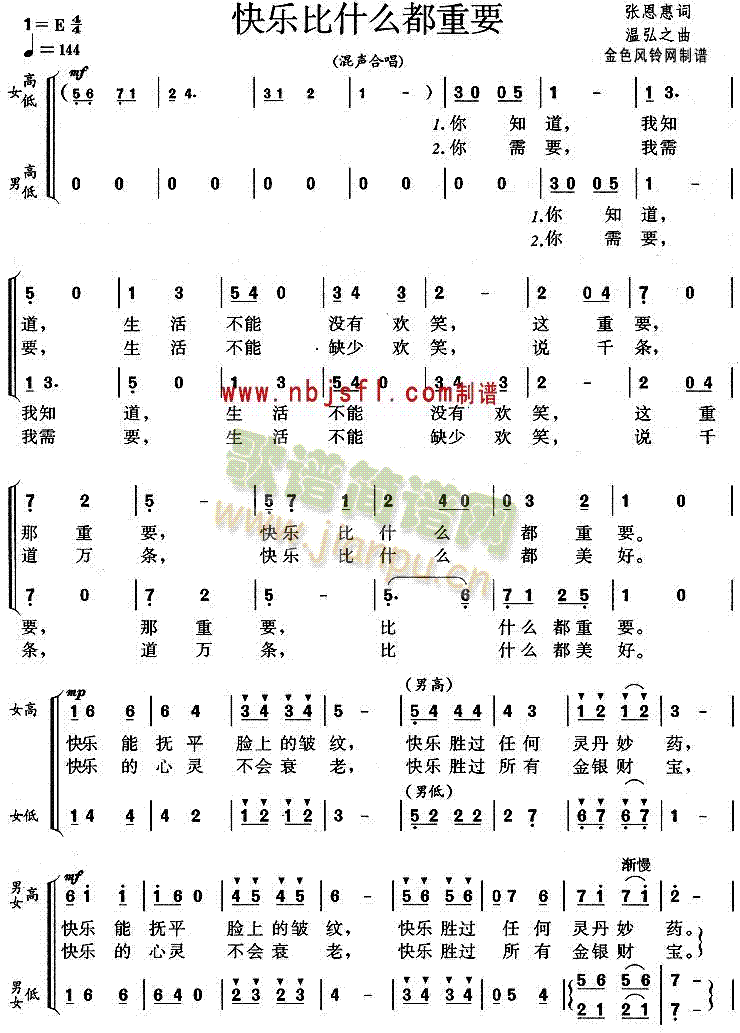 快乐比什么都重要(合唱谱)1