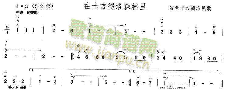 在卡吉德洛森林里(二胡谱)1