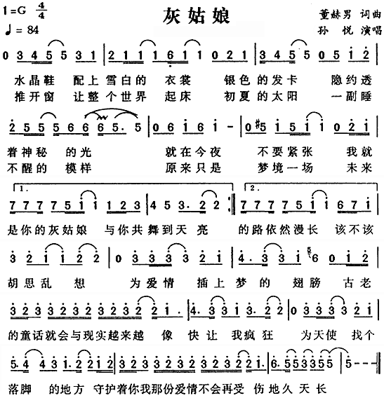 灰姑娘(三字歌谱)1