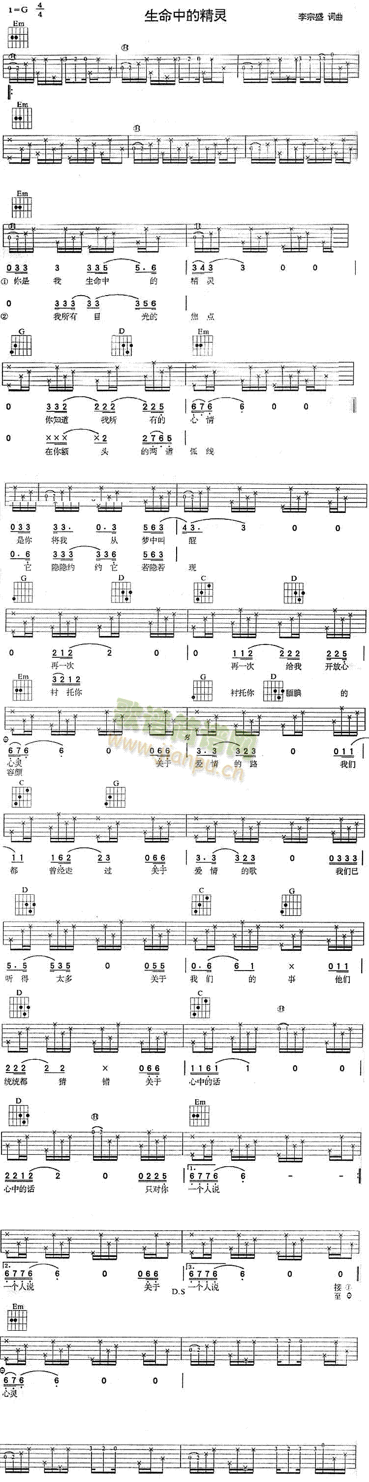 生命中的精灵(吉他谱)1