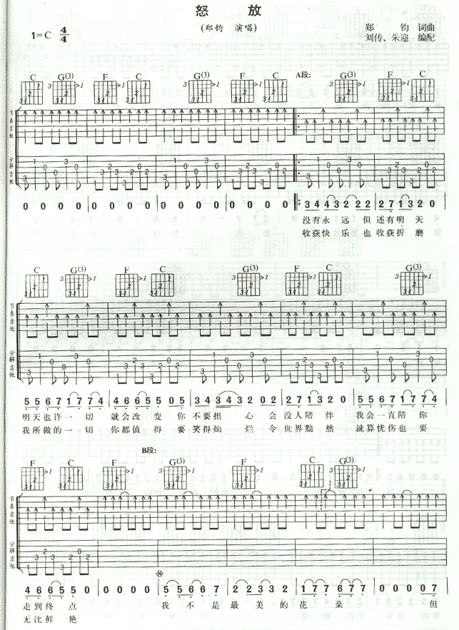 怒放-认证谱吉他谱-(吉他谱)1