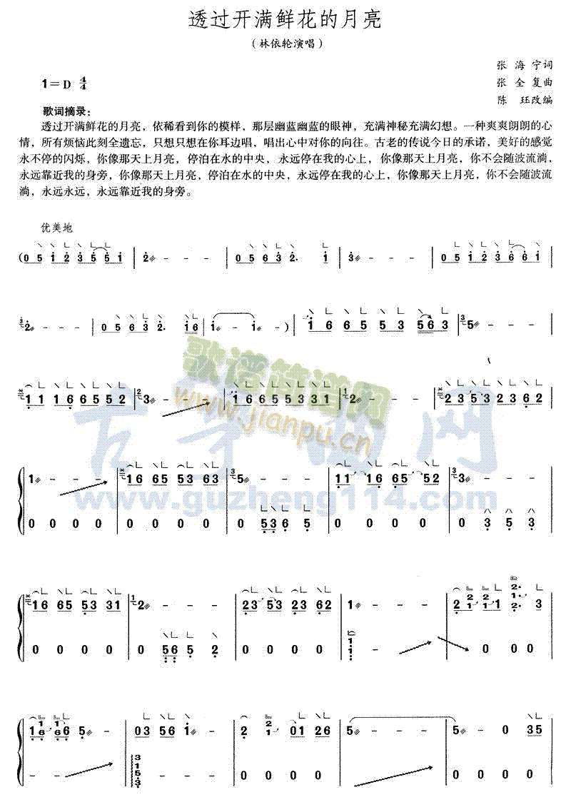 透过开满鲜花的地方(古筝扬琴谱)1