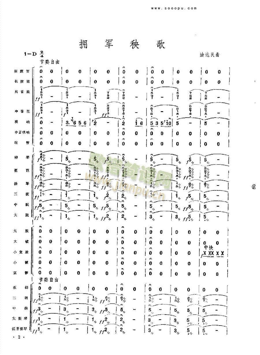 拥军秧歌乐队类管弦乐总谱(其他乐谱)1