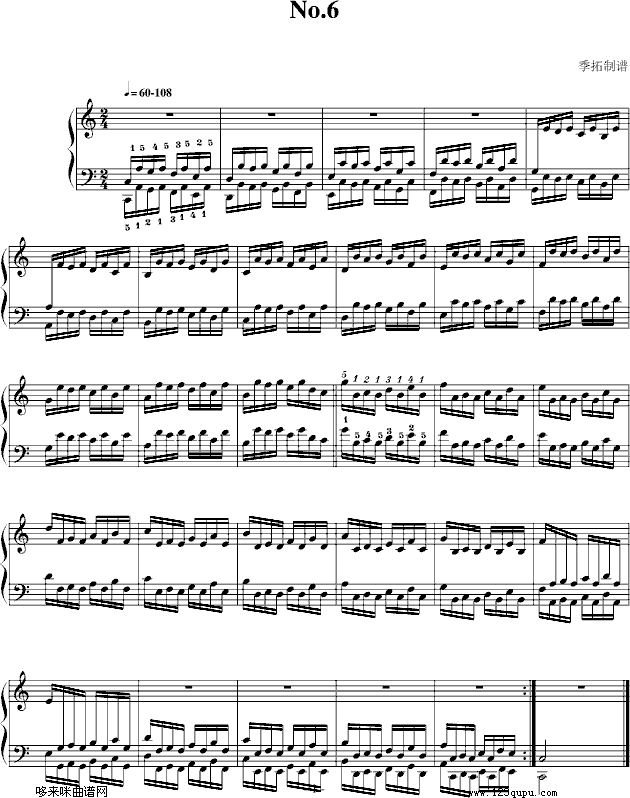 哈农指法练习6-我学钢琴-哈农(钢琴谱)1