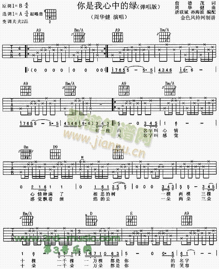 你是我心中的绿(吉他谱)1