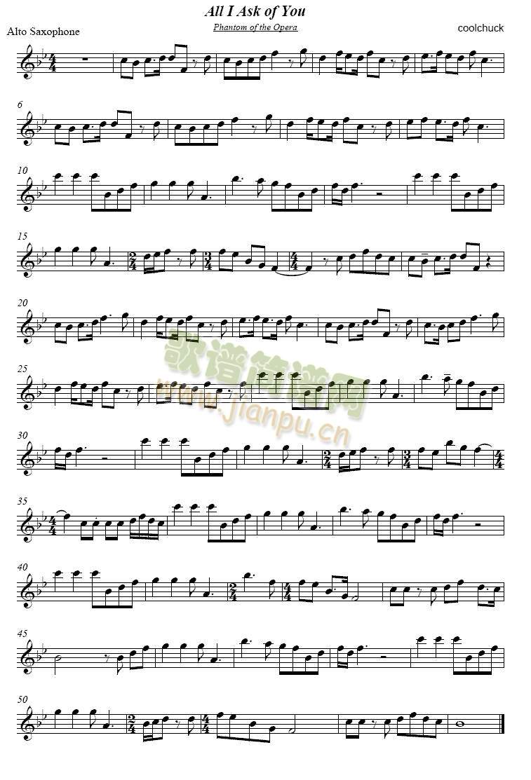 歌劇魅影-AllIAskofYou(萨克斯谱)1