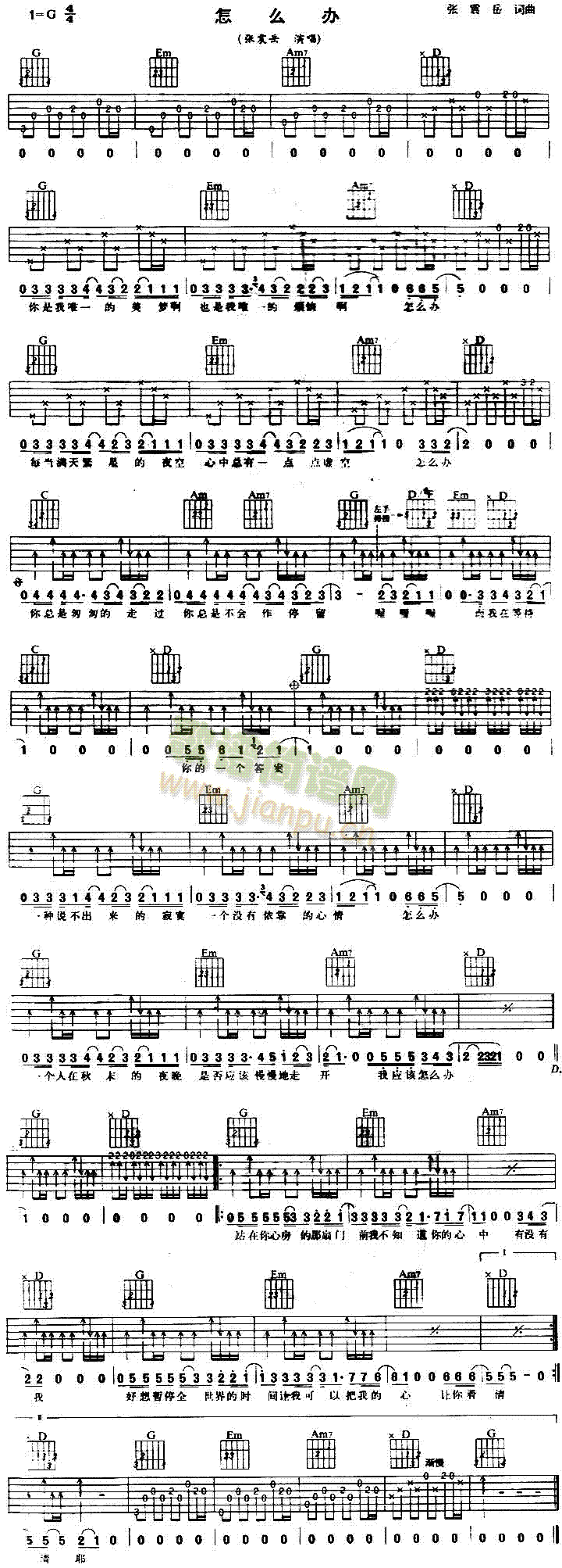 怎么办(吉他谱)1