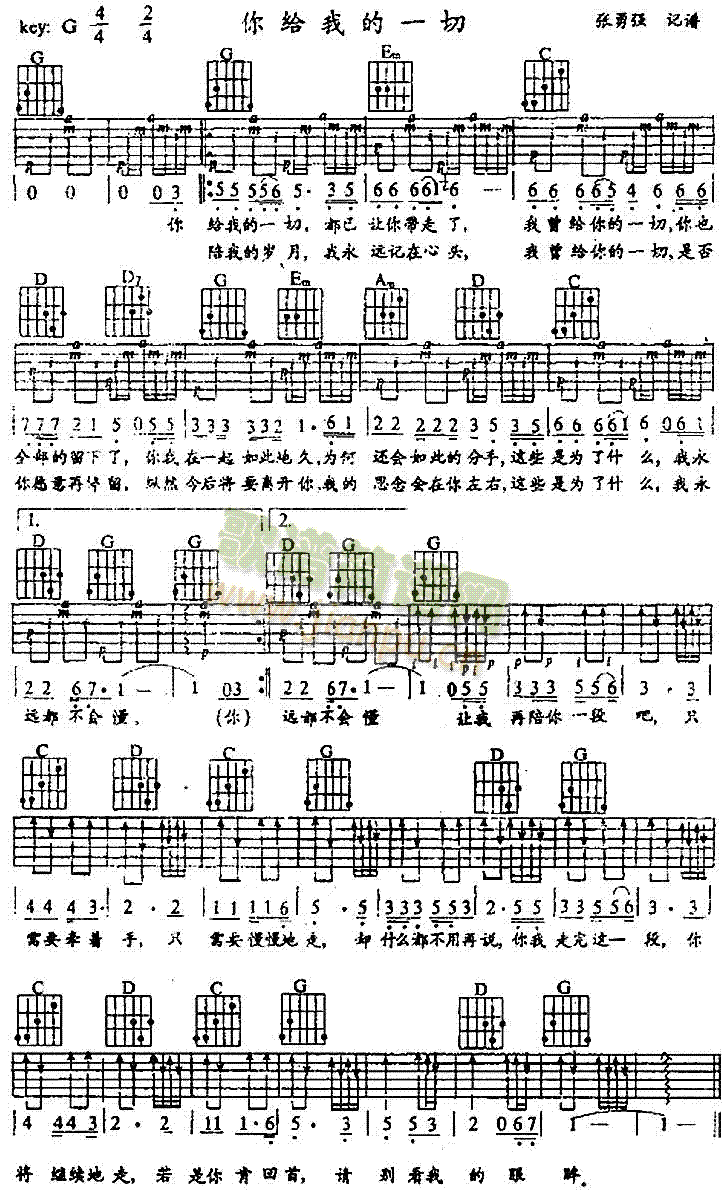 你给我的一切(吉他谱)1