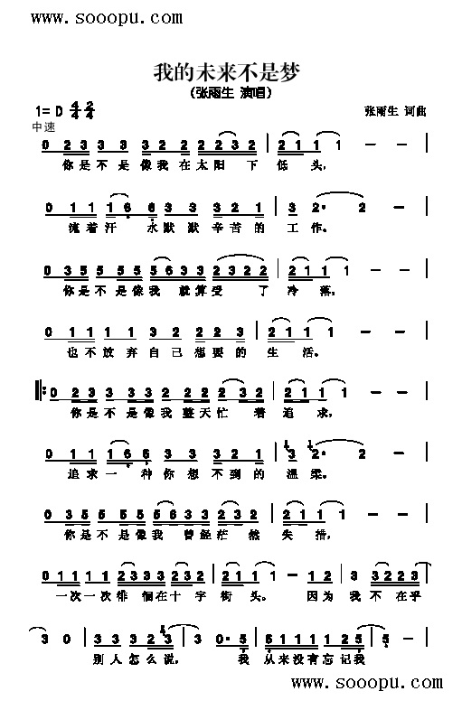 我的未来不是梦歌曲类简谱(其他乐谱)1