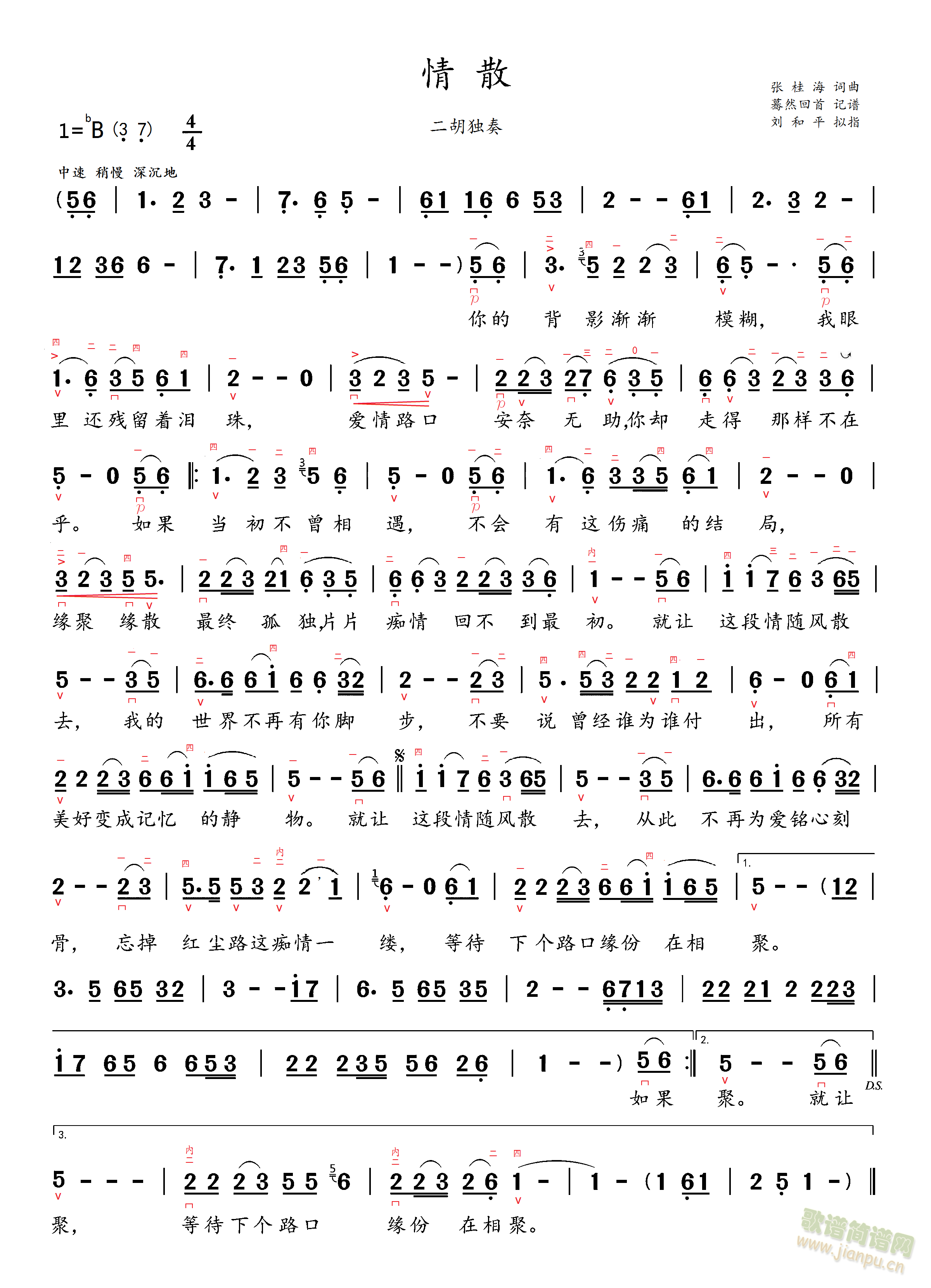 情散（二胡谱）(二胡谱)1