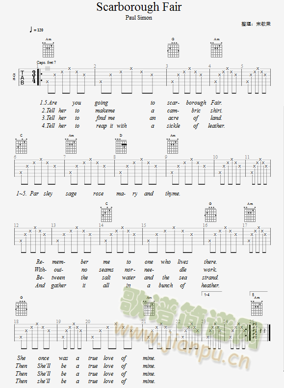 Scarborough Fair(吉他谱)1