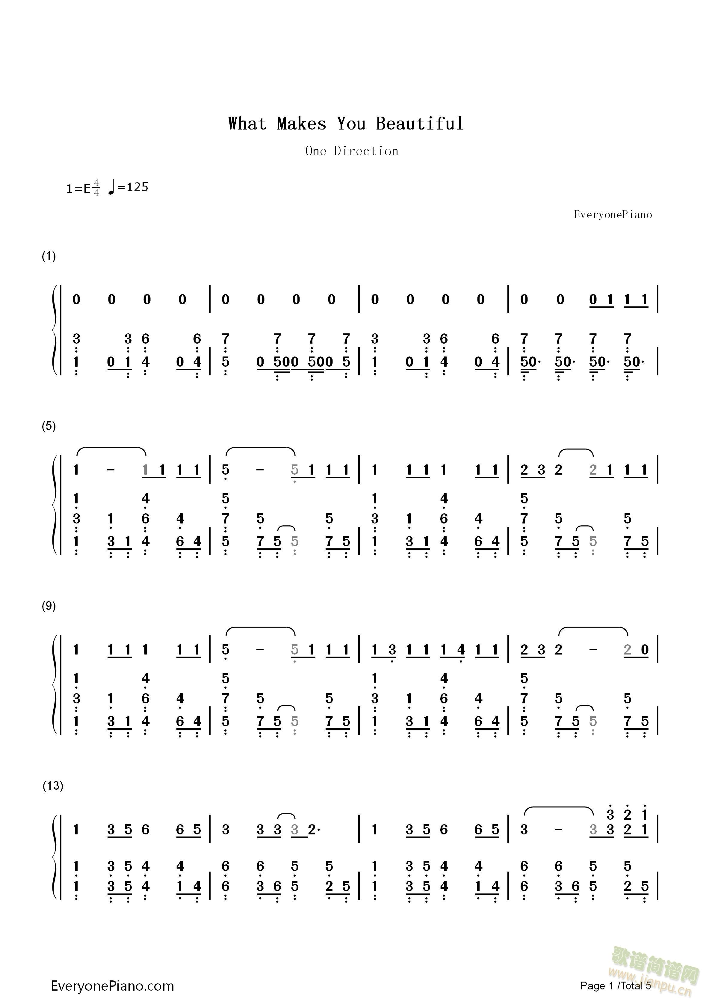 What Makes You Beautiful(十字及以上)1