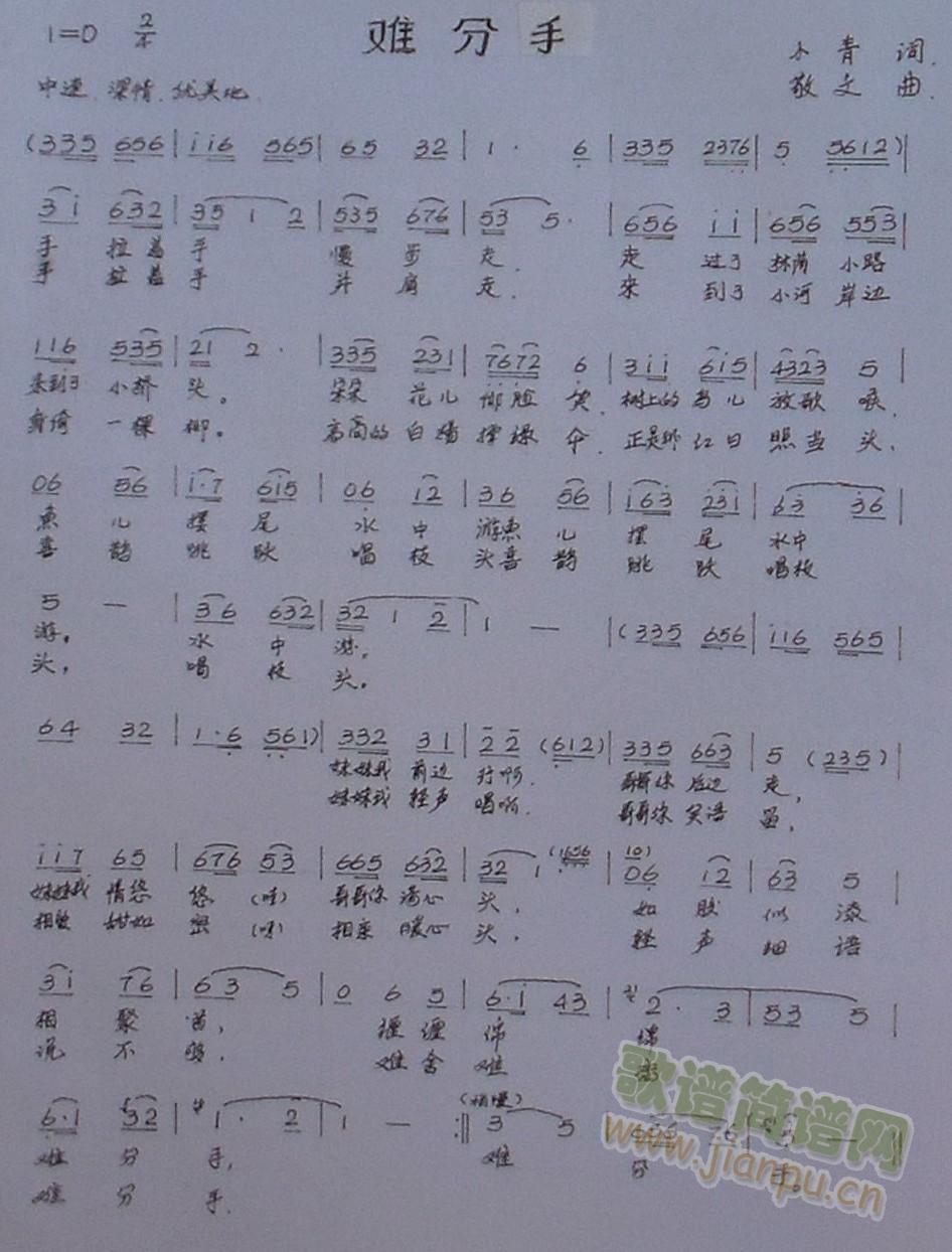 难分手(三字歌谱)1