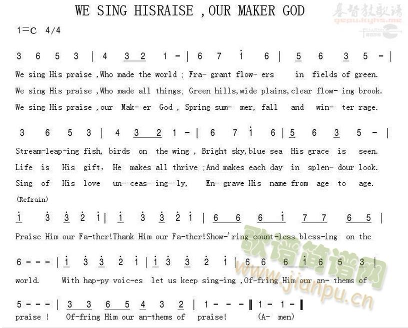 WE SING HISRAISE ， OUR MAKER GOD (十字及以上)1