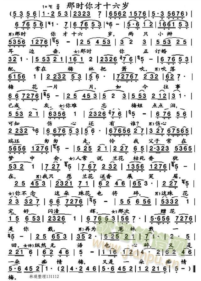 黄梅谱－那时你才十六岁(十字及以上)1